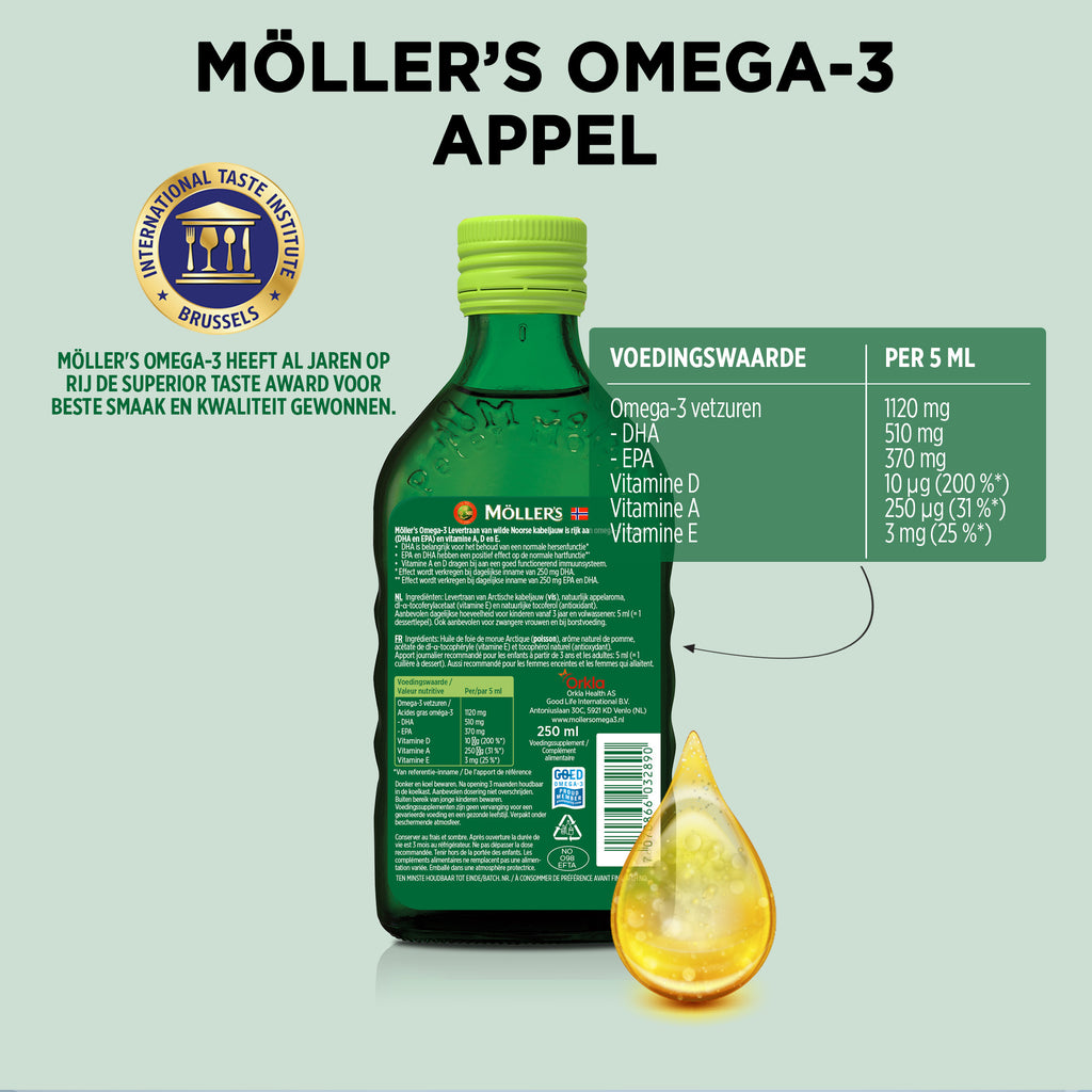 Möller's Omega-3 Levertraan Appel - 250ml