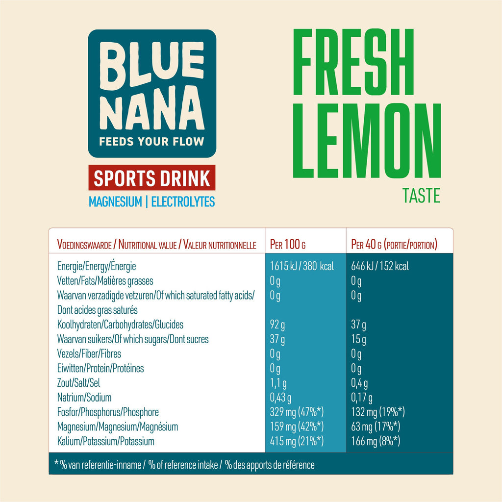 Blue Nana Sport Drinks - Fresh Lemon & Power Lemon (+ caffeine) - Bidon - Blue Nana Club