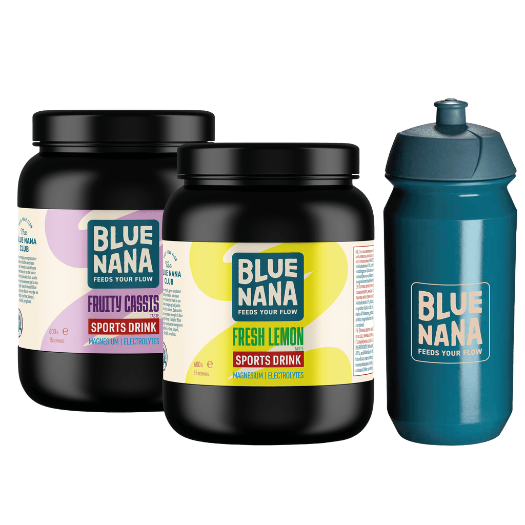 Blue Nana Sport Drinks - Fruity Cassis & Fresh Lemon - 2x 600g - Blue Nana Bidon - Blue Nana Club