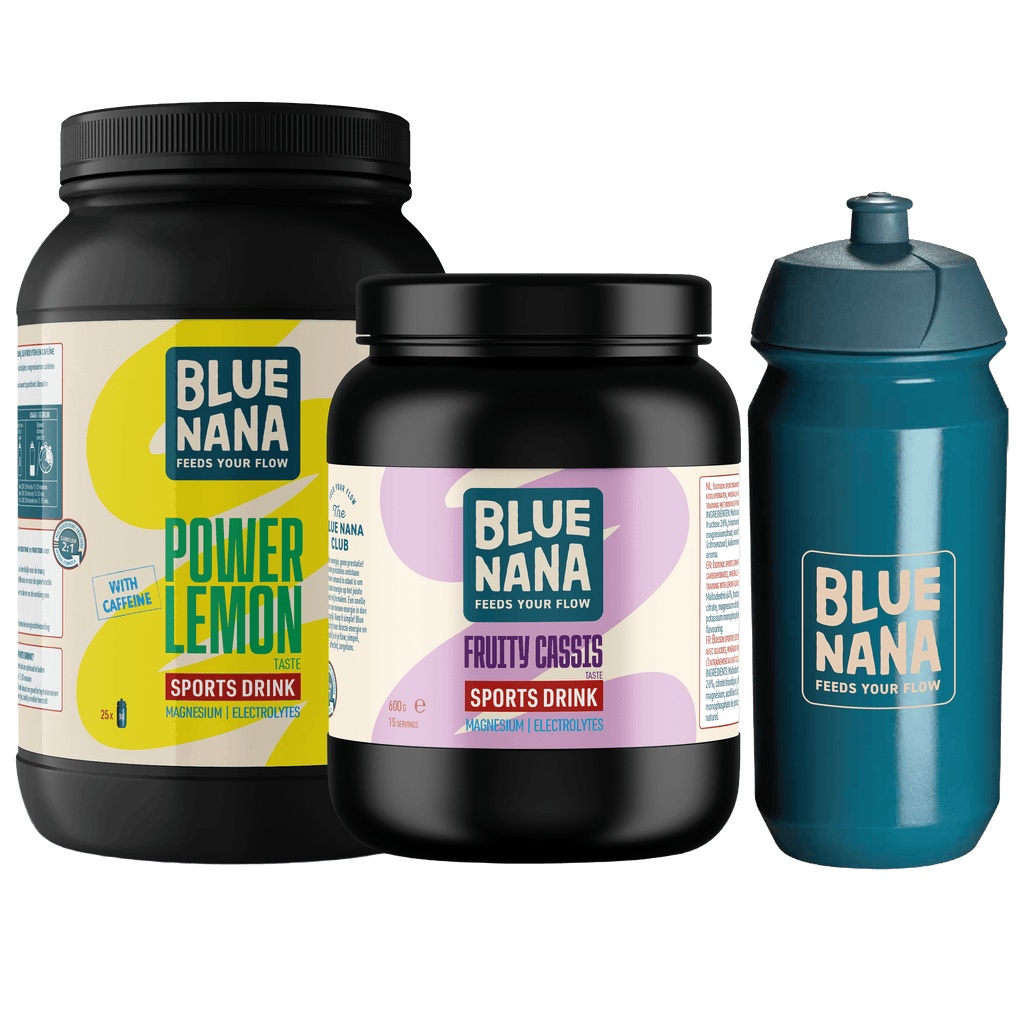 Blue Nana Sport Drinks - Fruity Cassis & Power Lemon (+ caffeine) - Blue Nana Bidon - Blue Nana Club