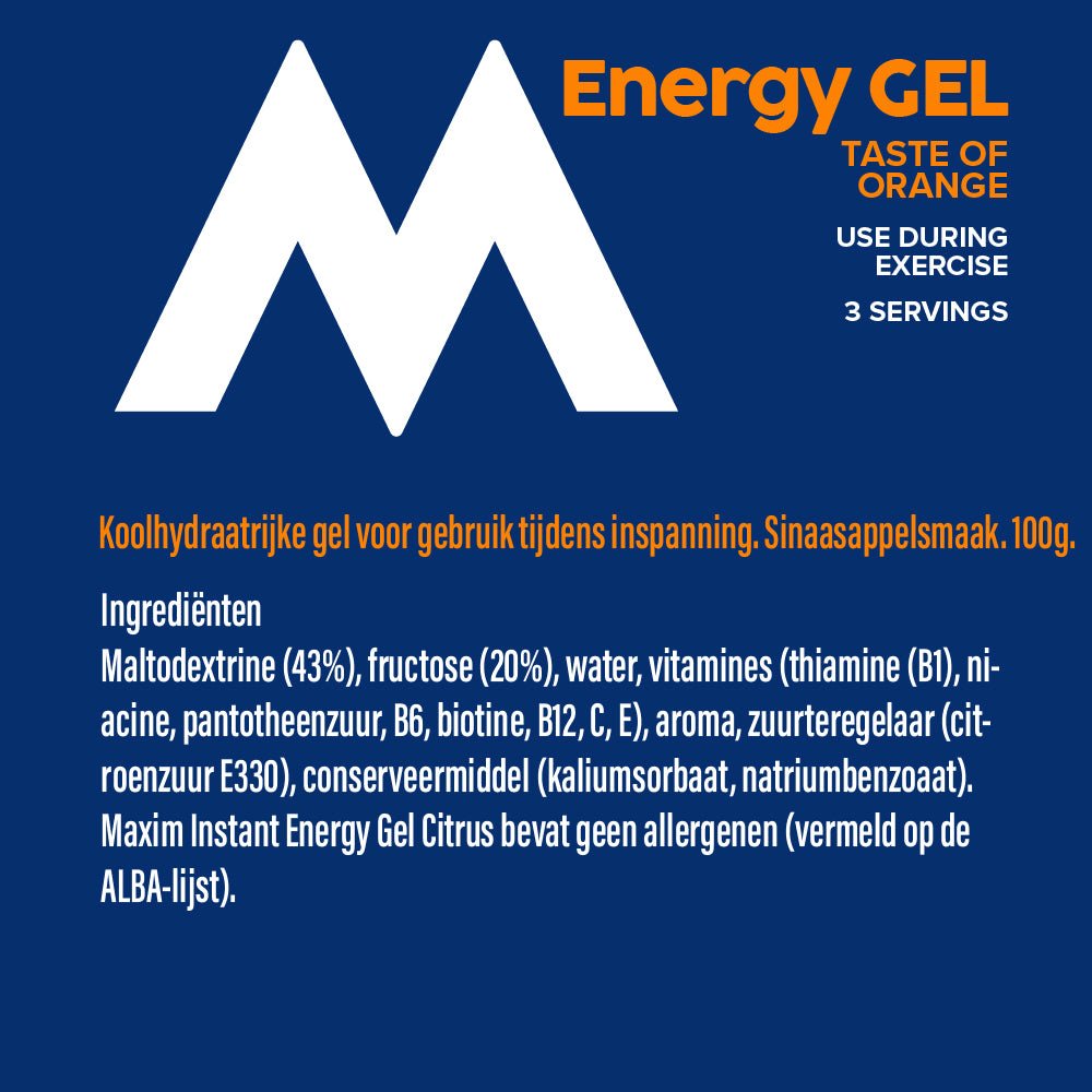 Maxim Energy Gel Orange Caffeine 24x100g - Blue Nana Club