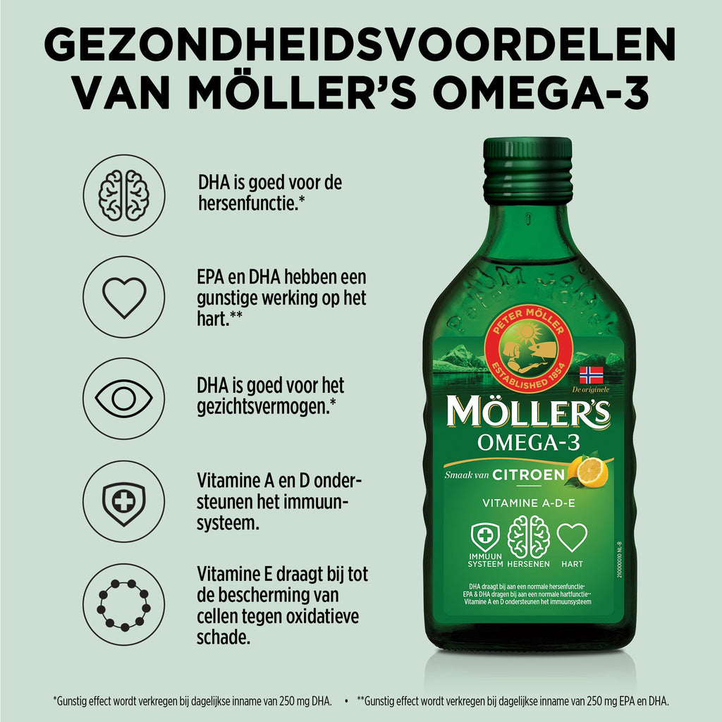 Möller's Omega - 3 Levertraan Citroen - 250ml - Blue Nana Club