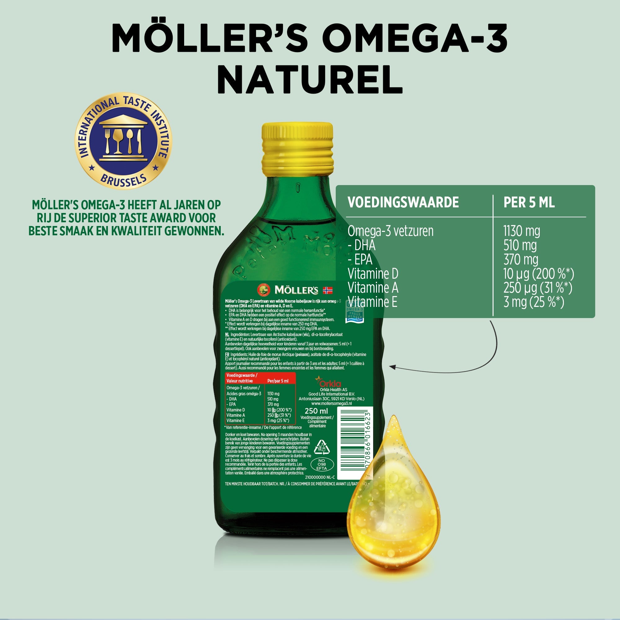 Möller's Omega - 3 Levertraan Naturel - 250ml - Blue Nana Club
